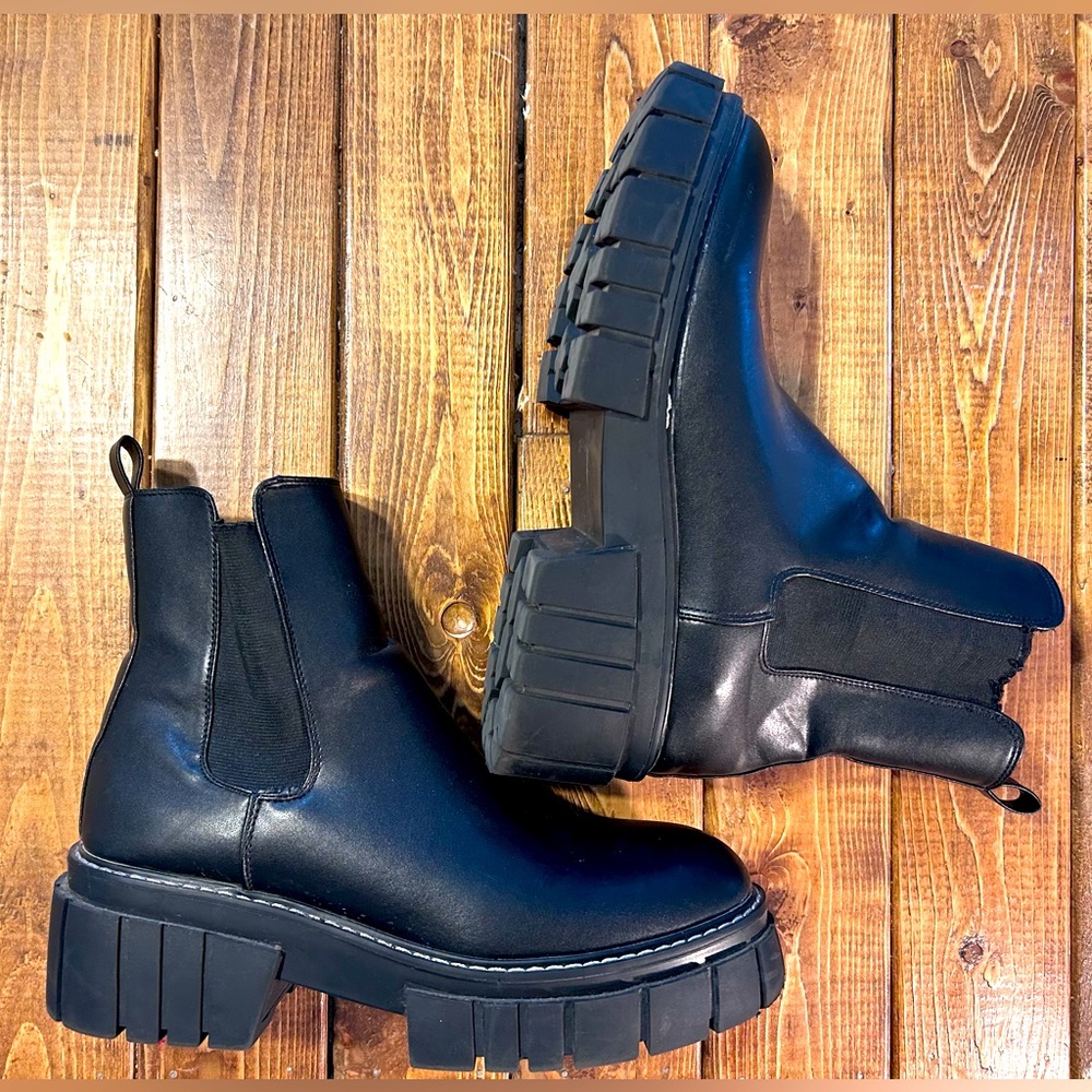 Platform Ankle Chelsea Boots - Size 10